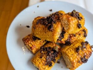 BBQ Corn with Wild Garlic Puree
